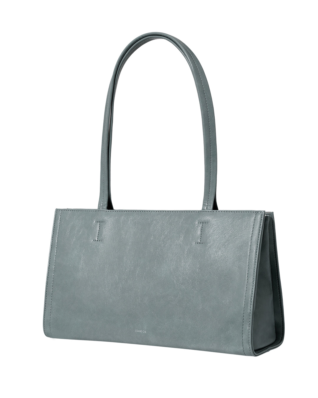 Stand Oil Oblong Bag — Structured Shoulder — Denim Blue