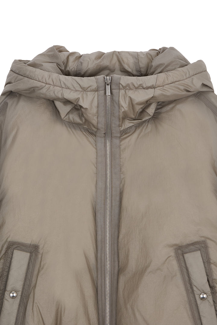 Matin Kim Back Logo Hoody Short Down Jumper — Beige