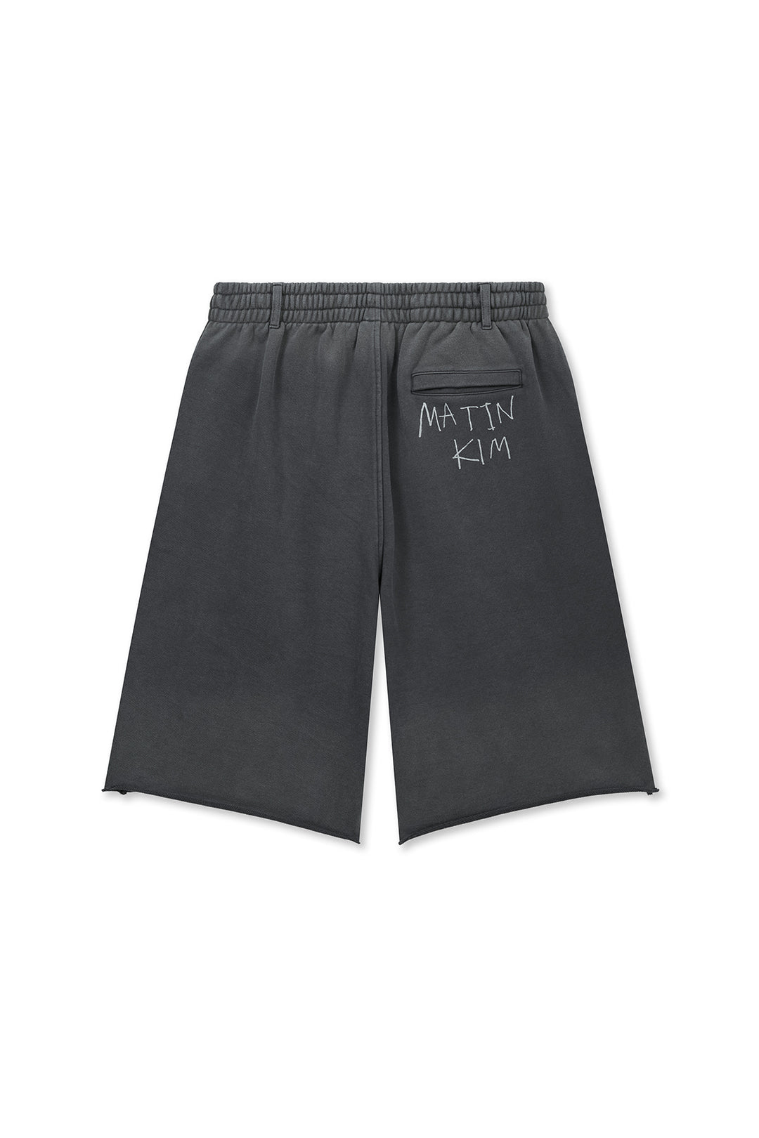 Matin Kim Vintage Washed Back Logo Bermuda Sweatpants — Charcoal