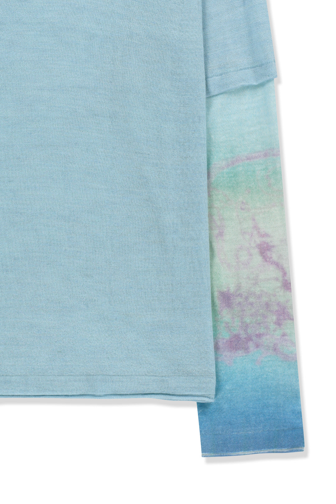 Matin Kim Sleeve Print Knit Pullover — Light Blue