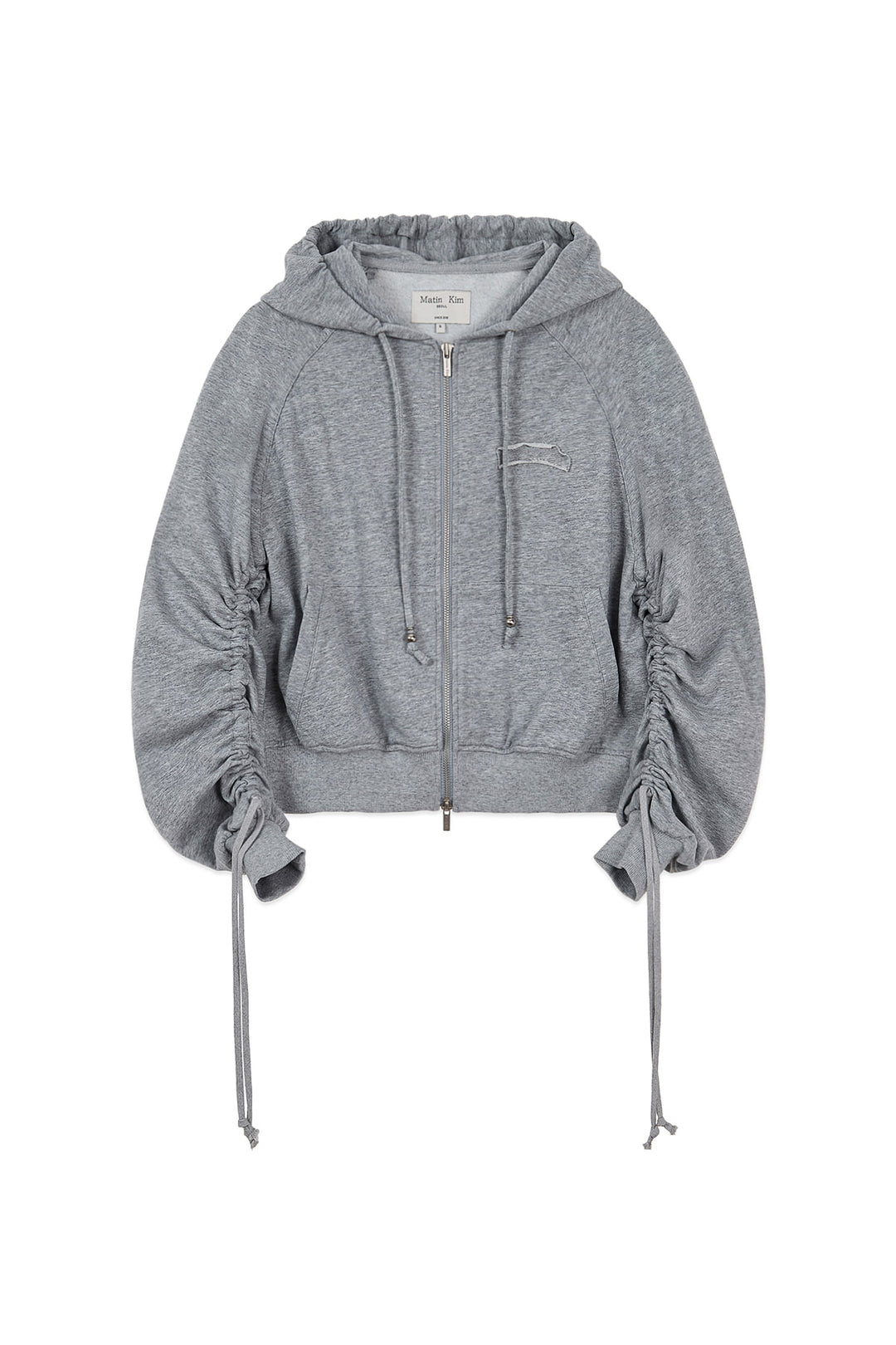 Matin Kim Sleeve String Detail Zip Hoody — Gray