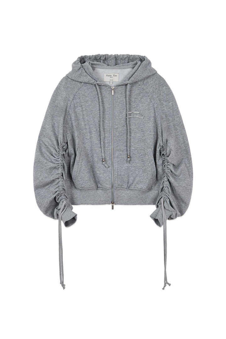 Matin Kim Sleeve String Detail Zip Hoody — Gray