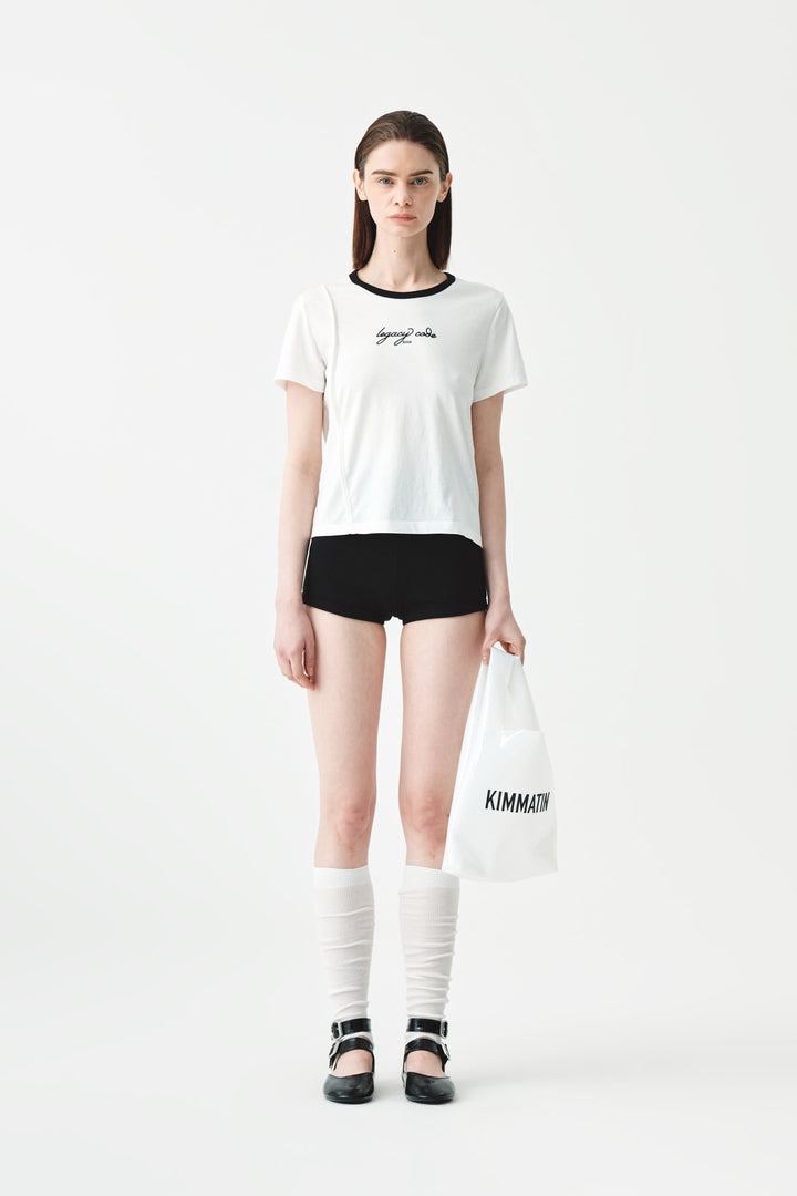 KIMMATIN Back Slit Slim Top — White