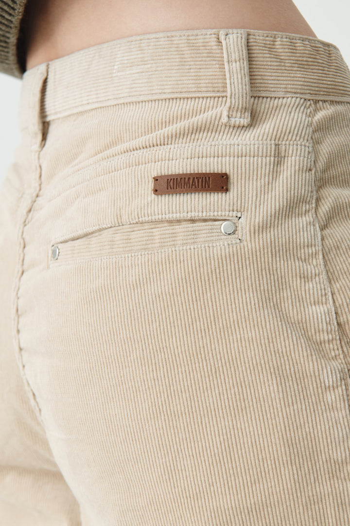 KIMMATIN Slim Boots Cut Corduroy Pants — Cream