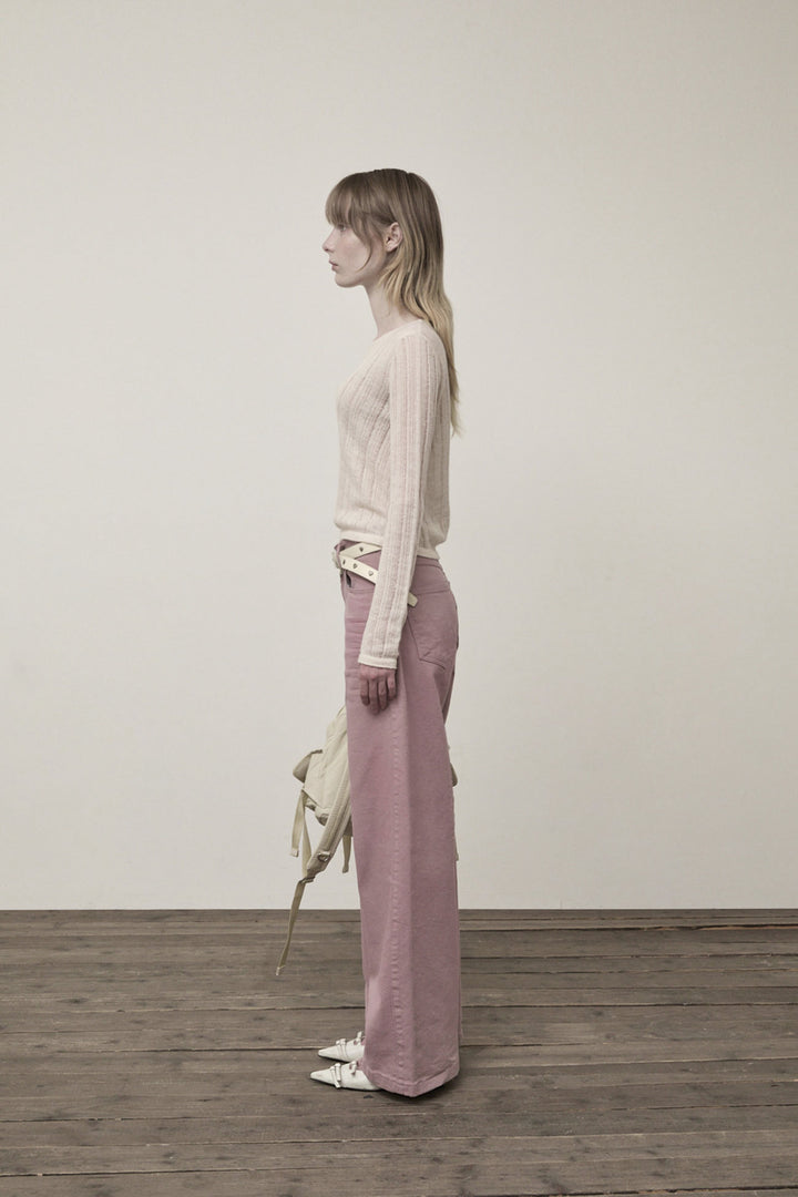 Matin Kim Diagonal Texture Knit Top — Beige
