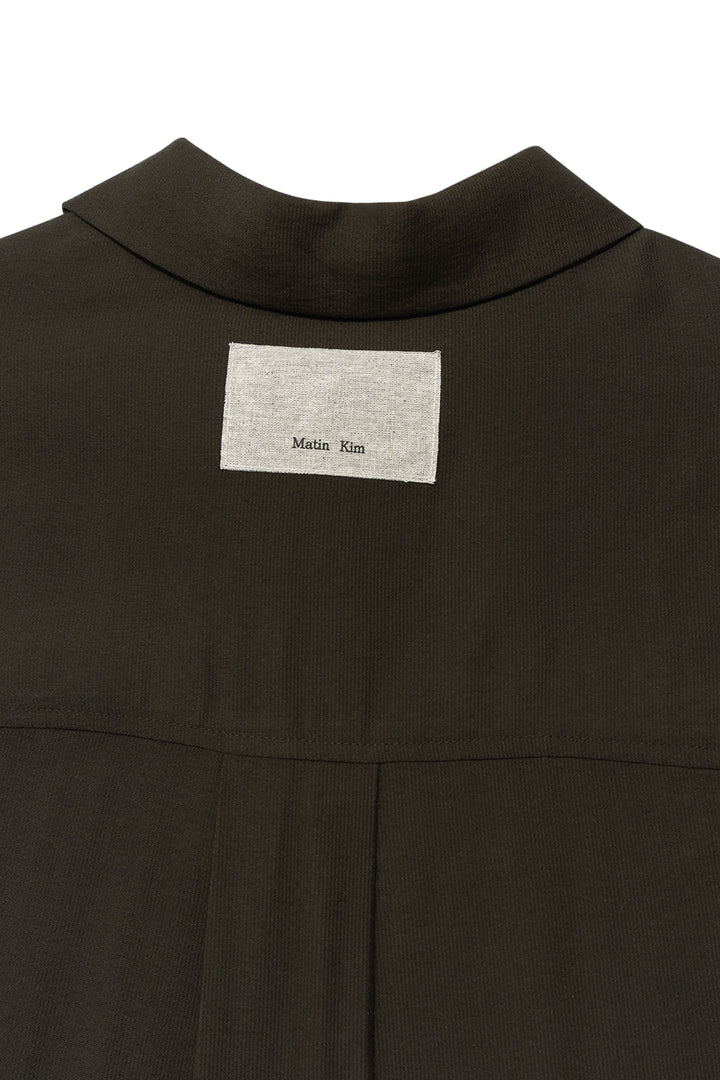 Matin Kim Unbalance Collar Half Shirt Khaki — Brown