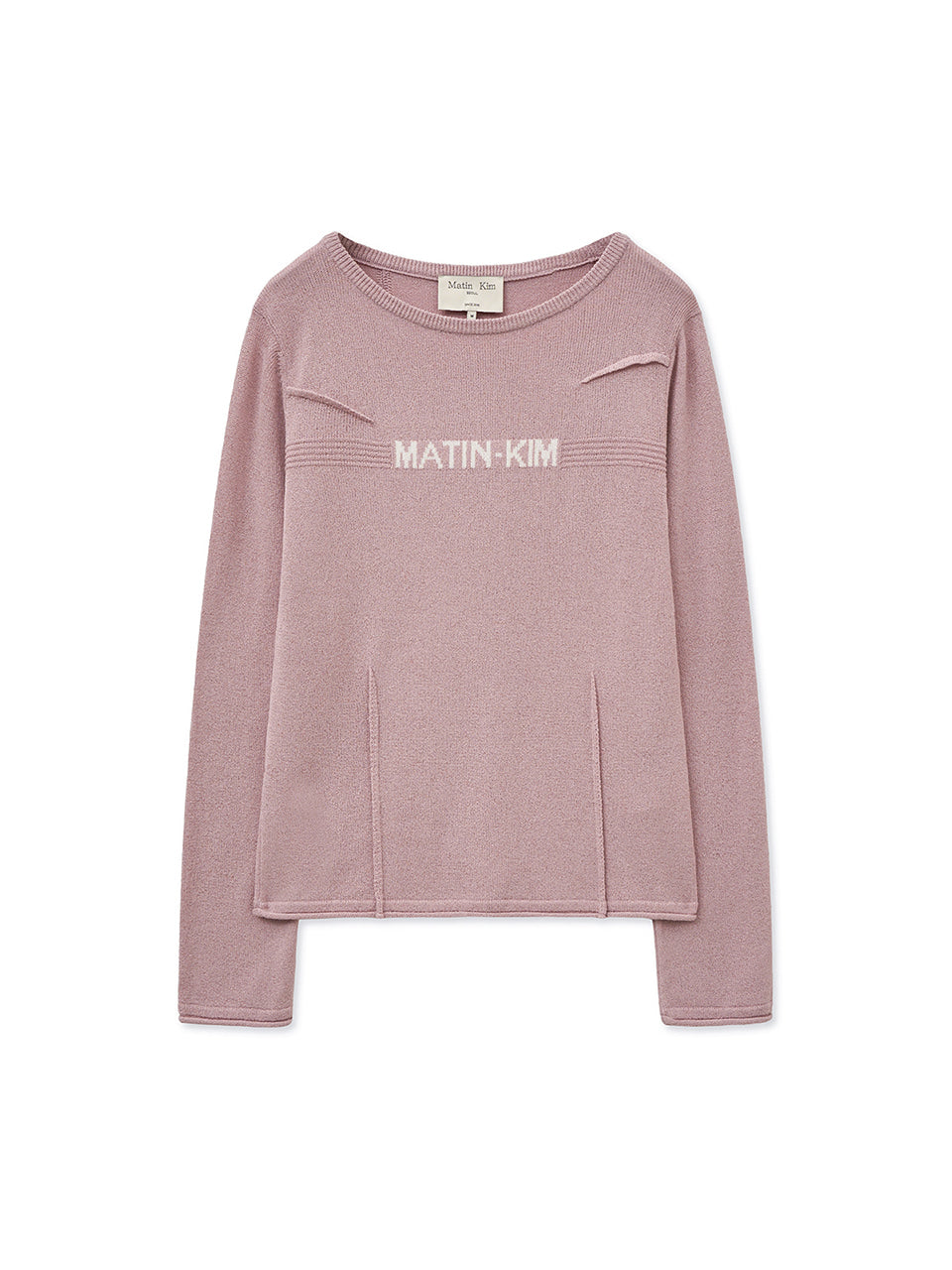 Matin Kim Glitter Slim Logo Knit Top — Light Grey