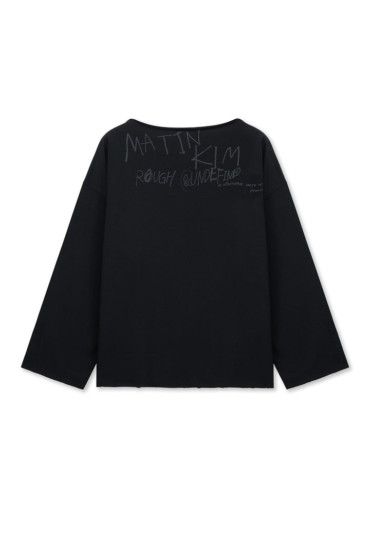 Matin Kim Raw Hem Boat Neck Top — Black