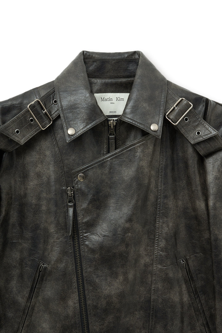 Matin Kim Faux Leather Belted Rider Jumper — Charcoal
