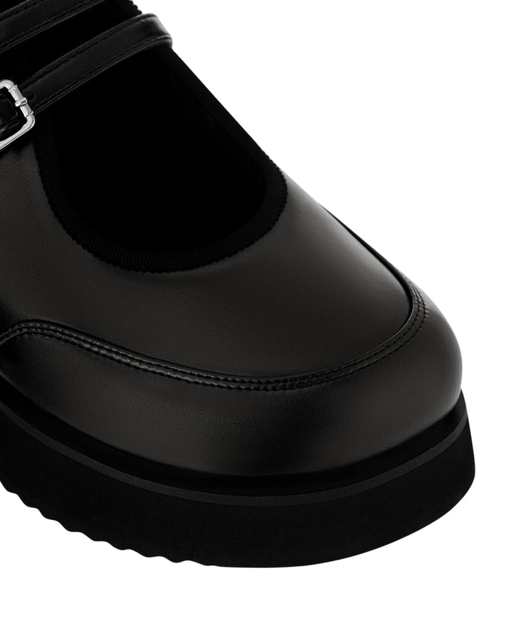 Stand Oil Hatched Platform Mary Jane — Black