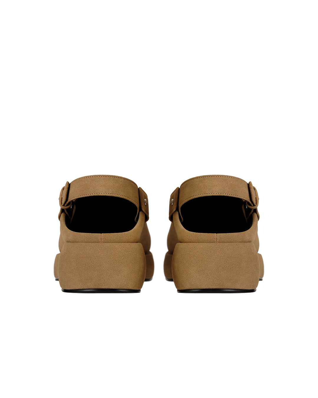 Stand Oil Hatched Mule — Sculptural Chunky Sole — Camel