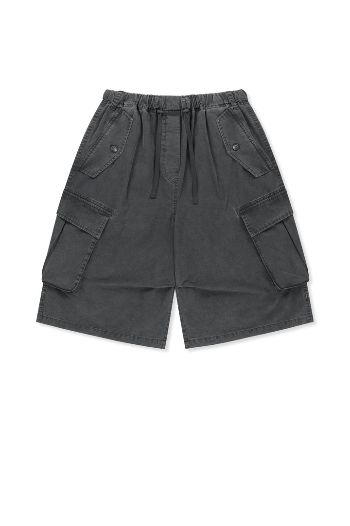 Matin Kim Washed Cotton Patch Pocket Bermudas — Charcoal