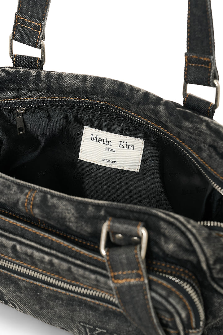 Matin Kim Dust Denim One Pocket Shoulder Bag — Black