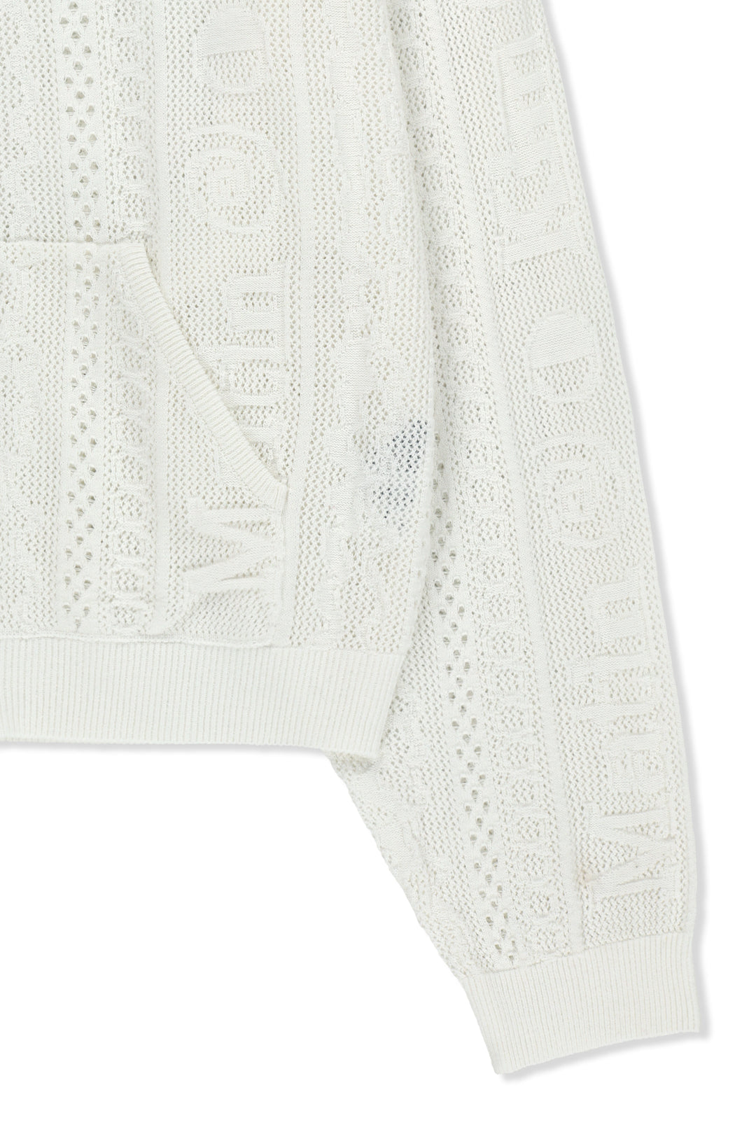 Matin Kim Mesh Logo Knit Zip Hoody — White