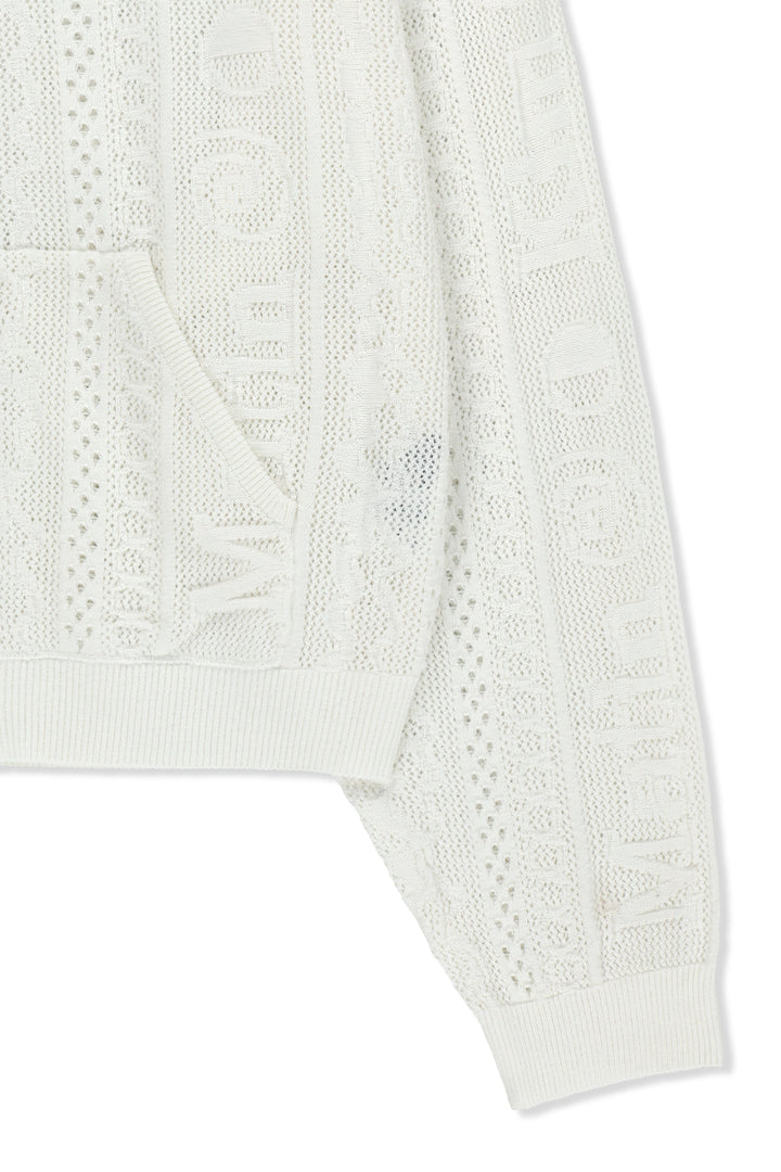 Matin Kim Mesh Logo Knit Zip Hoody — White