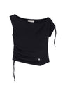 Matin Kim String Off-Shoulder Slim Top — Charcoal