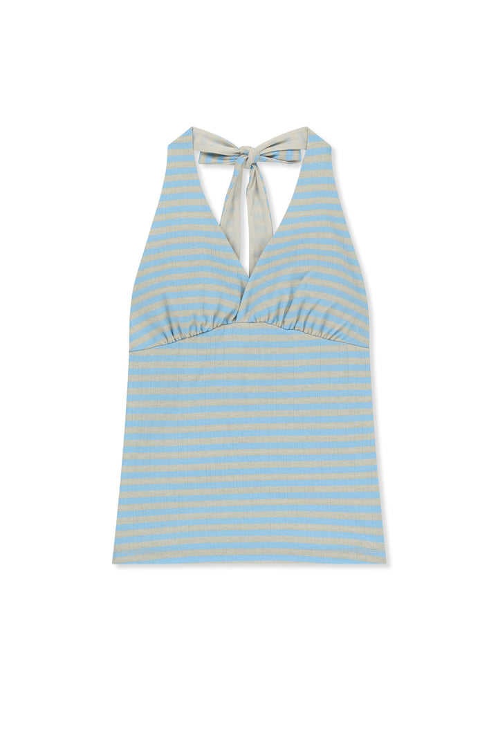 Matin Kim Striped Halter Neck Top — Light Blue