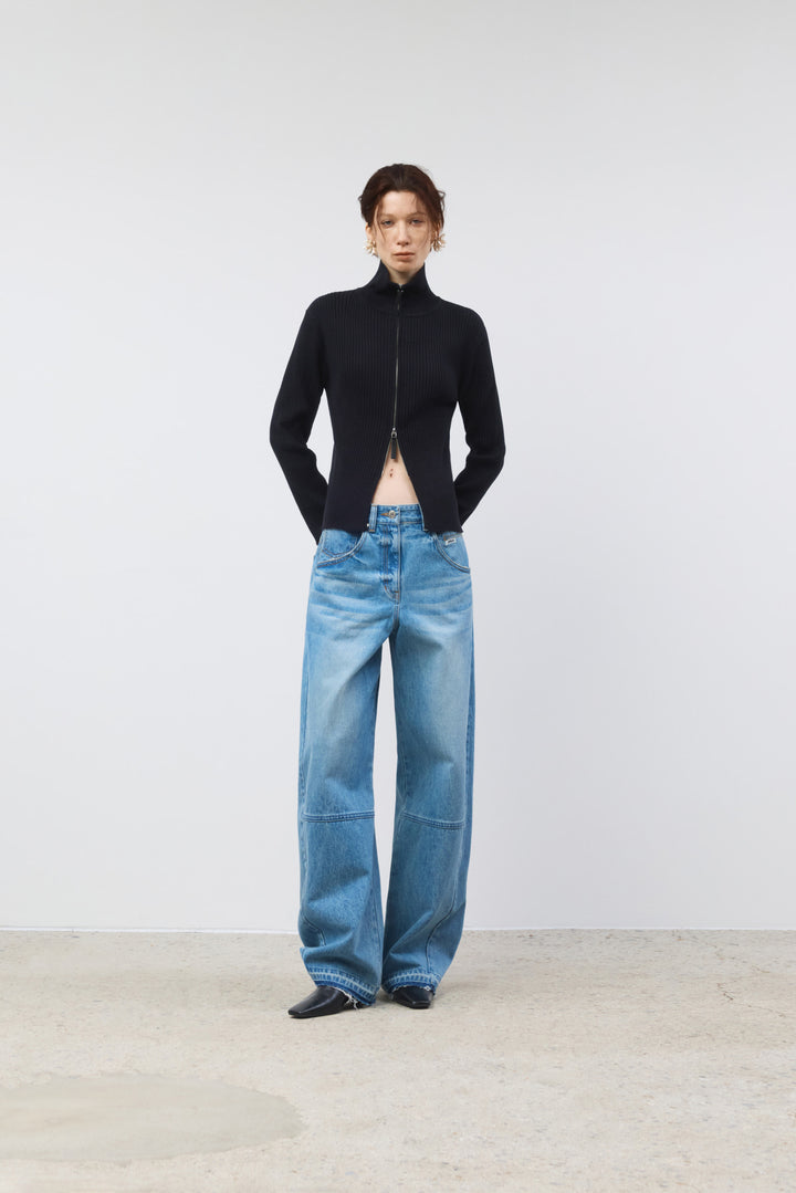 KIMMATIN Twisted Seam Denim Pants — Blue