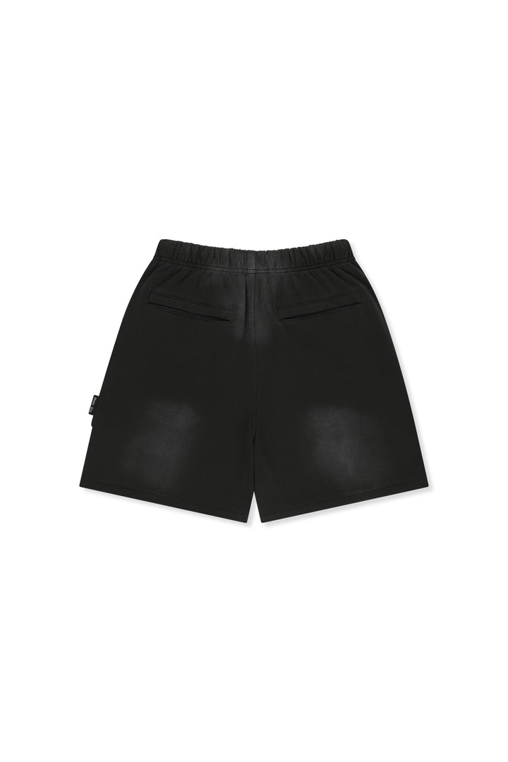 Matin Kim Vintage Washed Terry Cargo Shorts — Black