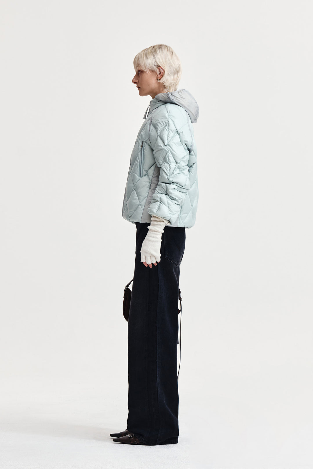 Matin Kim Quilting Hoody Lightweight Jumper — Mint