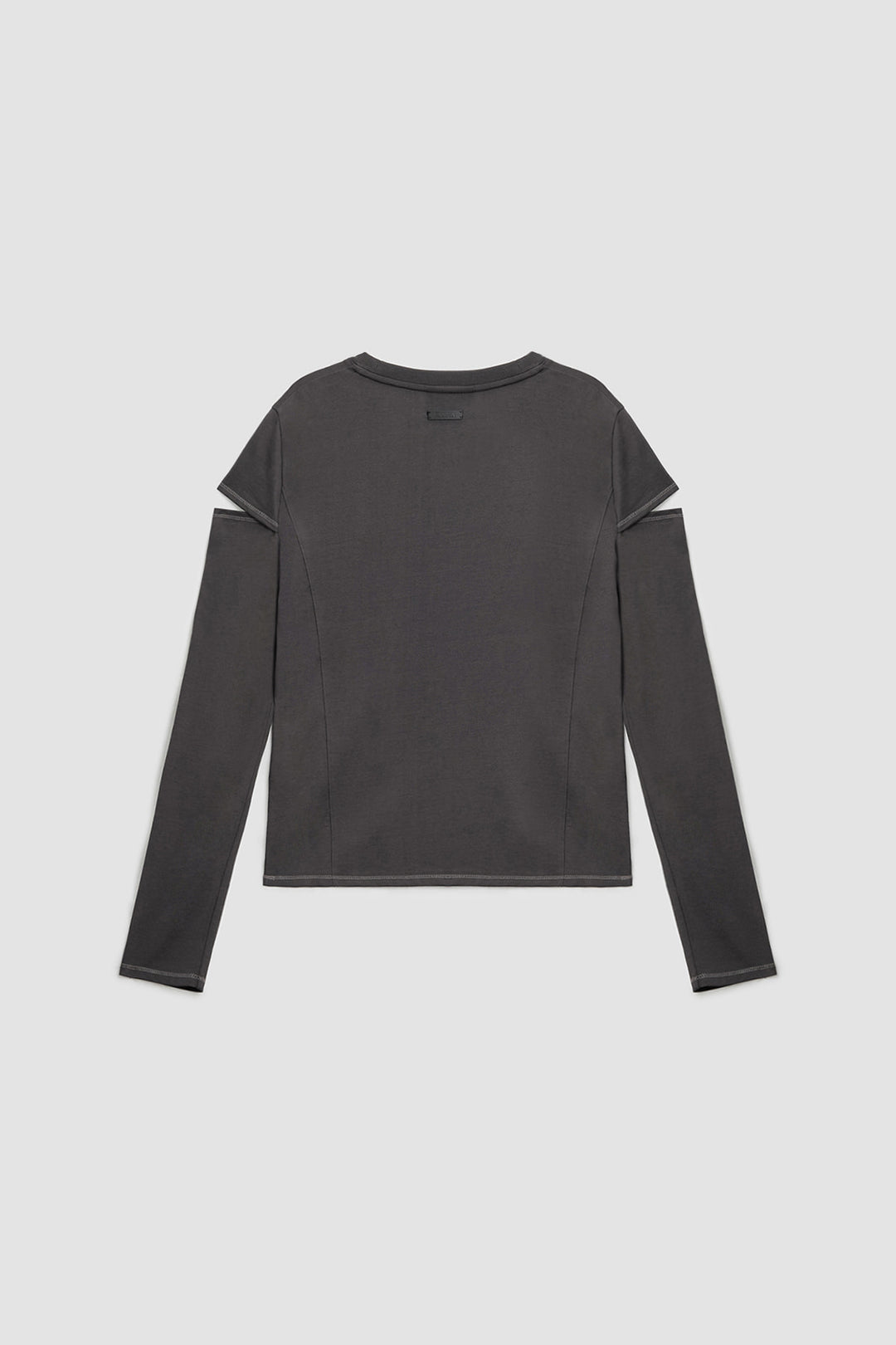 KIMMATIN Stitch Cut Out Long Sleeve Top — Charcoal