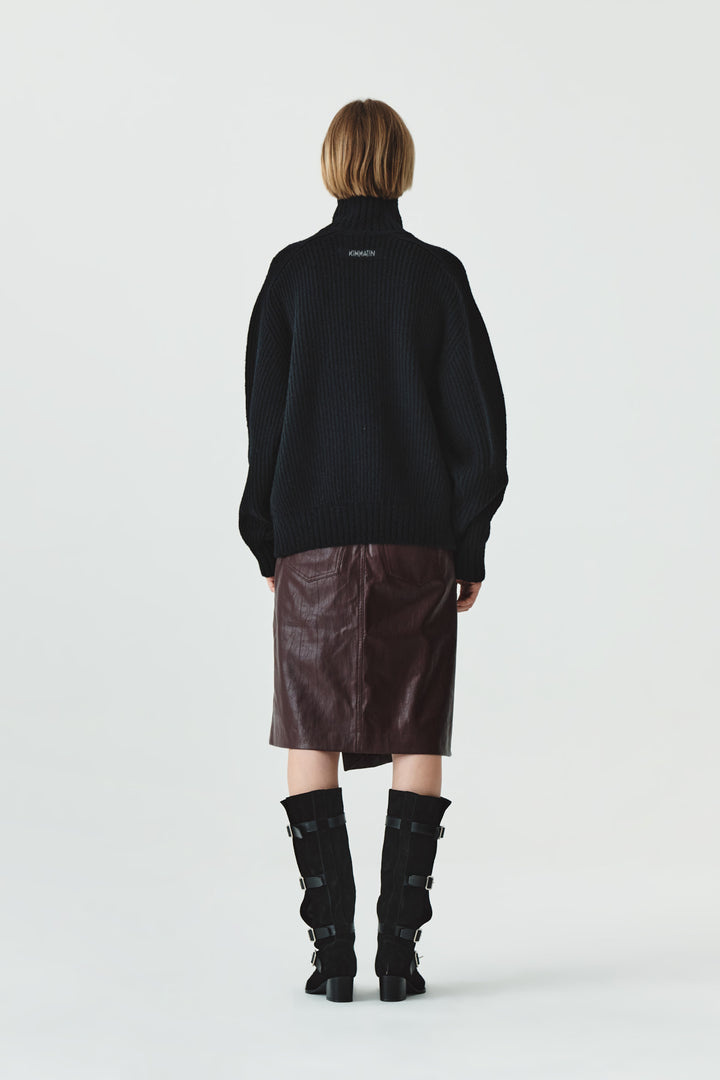 KIMMATIN High Neck Zip Up Cardigan — Black