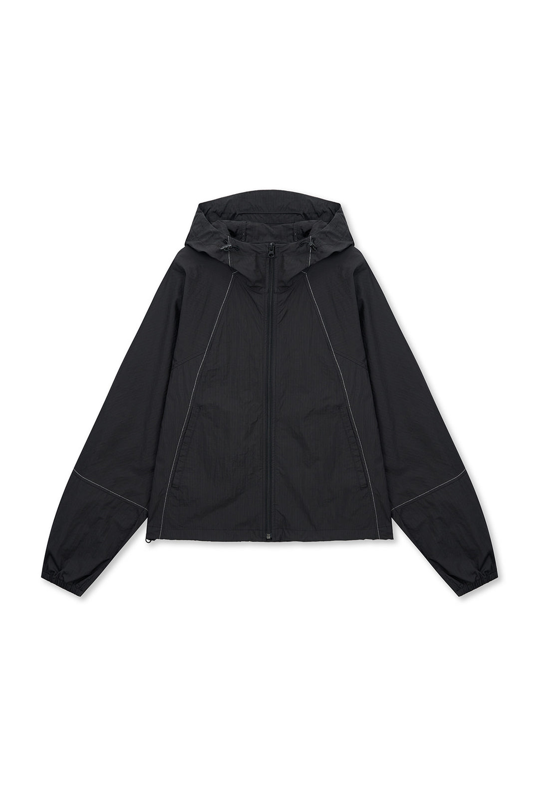 Matin Kim Cropped Back Logo Windbreaker — Black