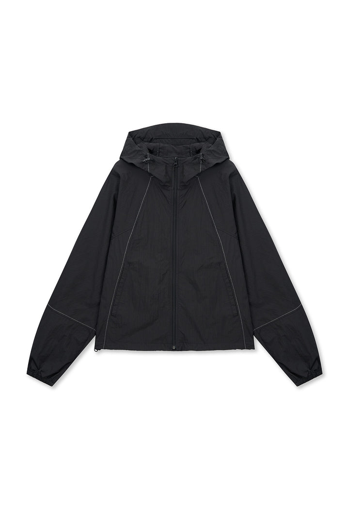Matin Kim Cropped Back Logo Windbreaker — Black