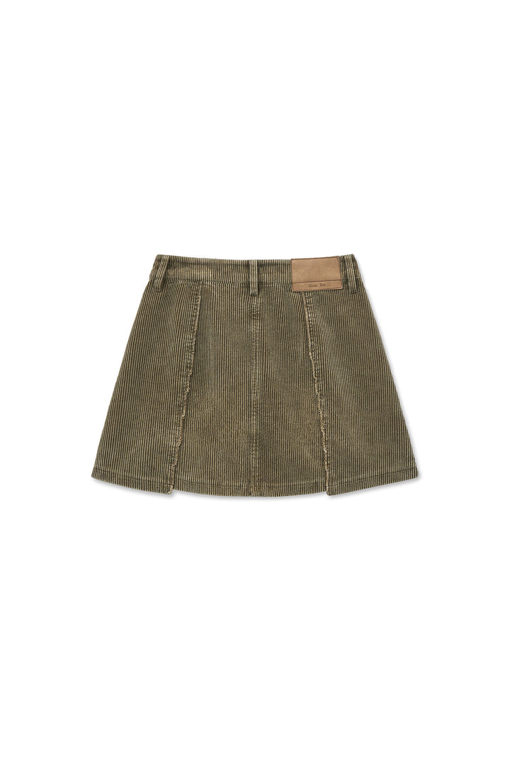 Matin Kim Washed Corduroy Wrap Skirt — Khaki