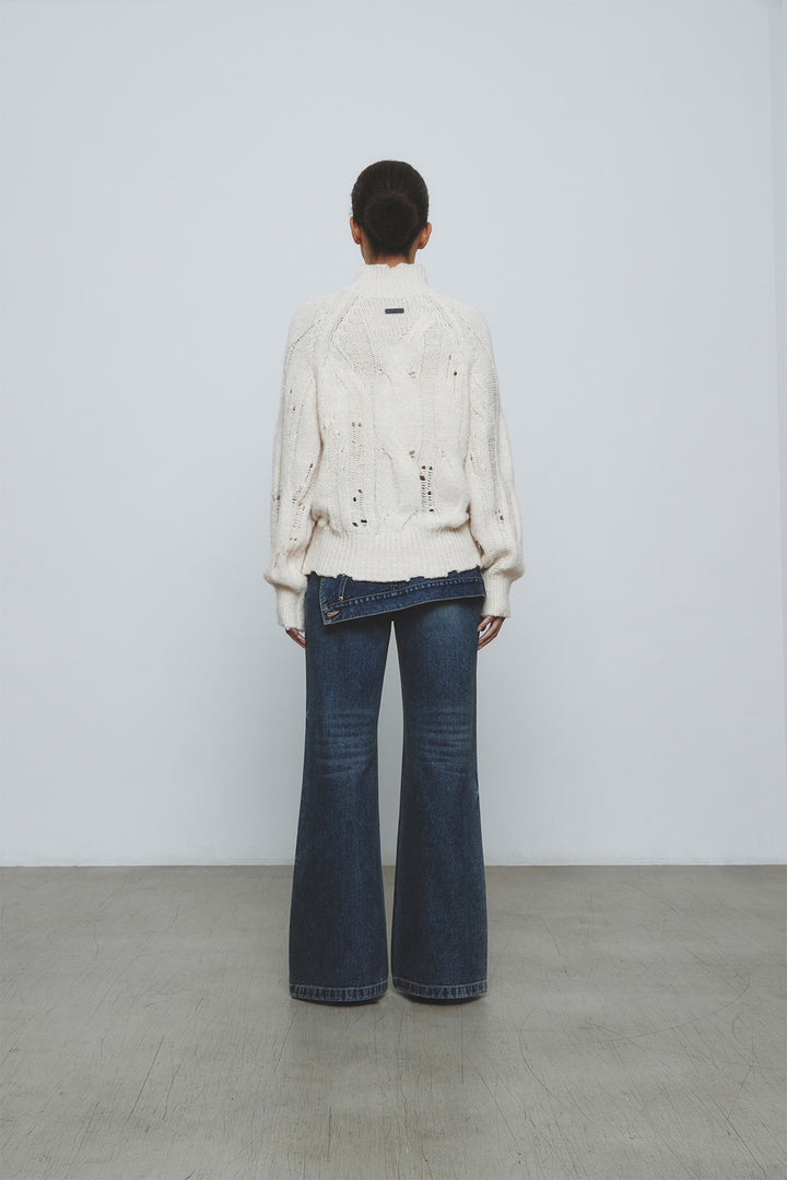 KIMMATIN Oversize Highneck Volume Pullover — Ivory