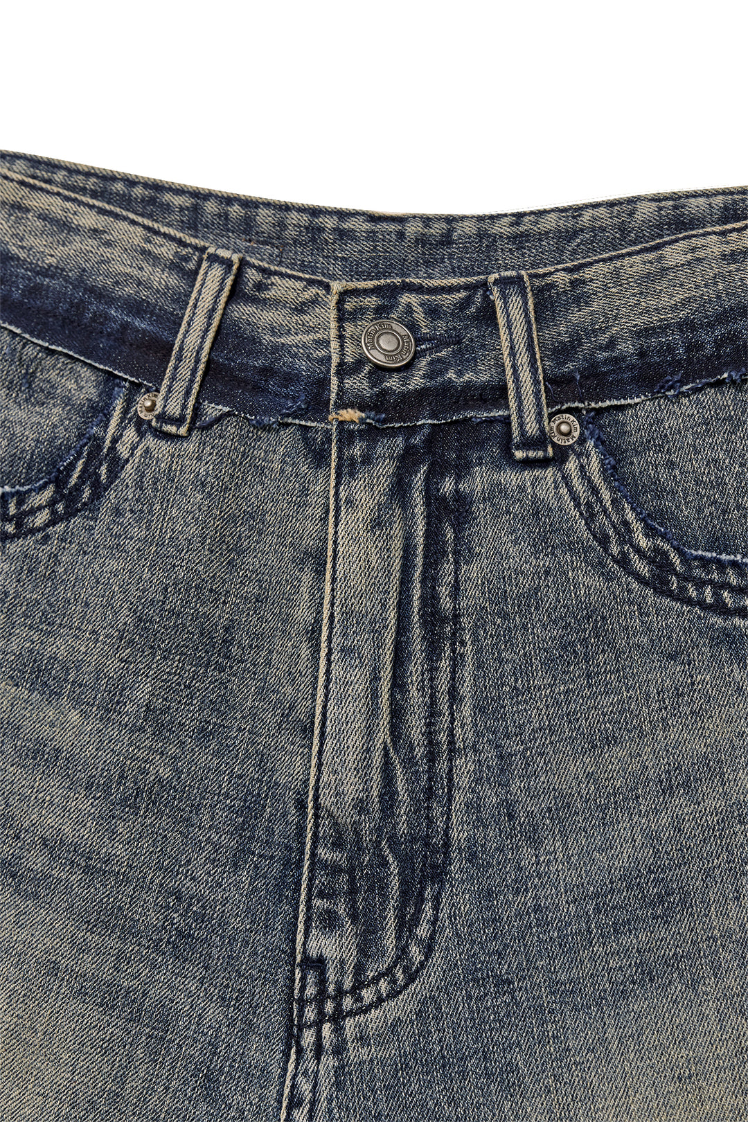 Matin Kim Rough Cut Line Point Denim — Smoke — Blue