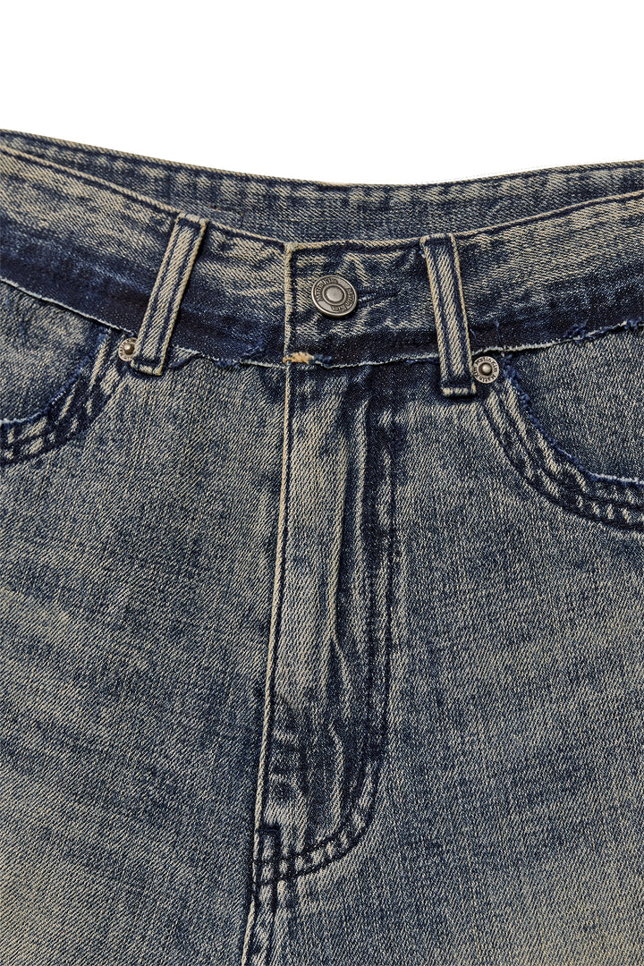 Matin Kim Rough Cut Line Point Denim — Smoke — Blue