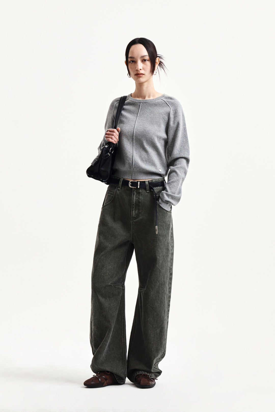 Matin Kim Raglan Sleeve Knit Pullover — Gray
