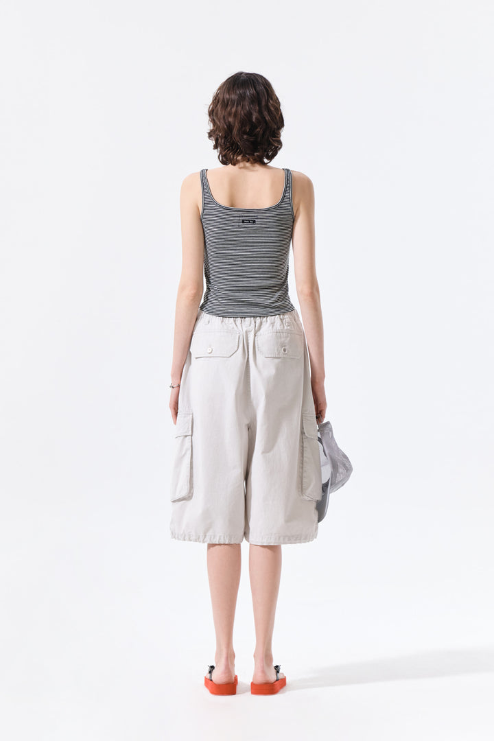 Matin Kim Square Neck Cropped Tank — Black