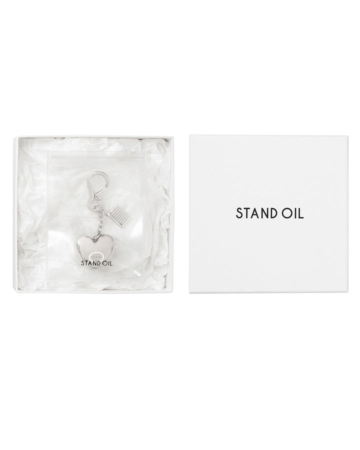Stand Oil Mirror Heart Keyring — Silver