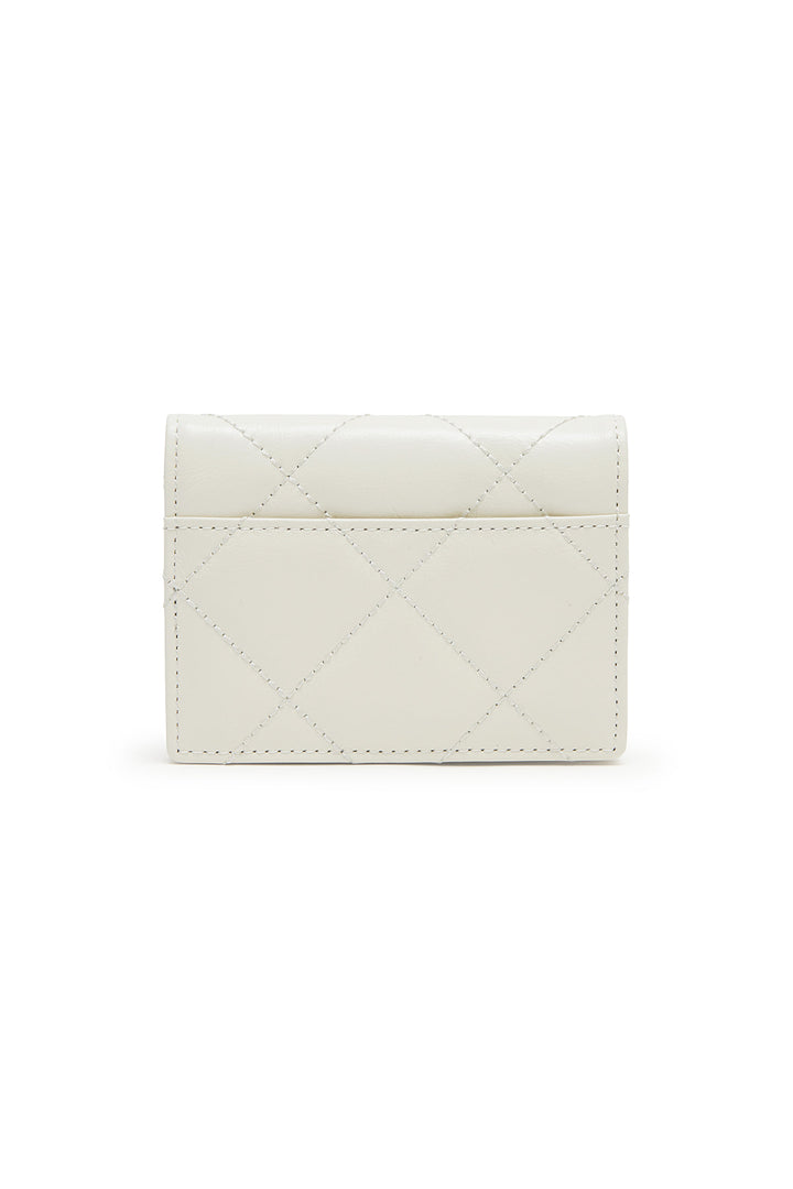 Matin Kim Puff Quilt Leather Wallet — Ivory