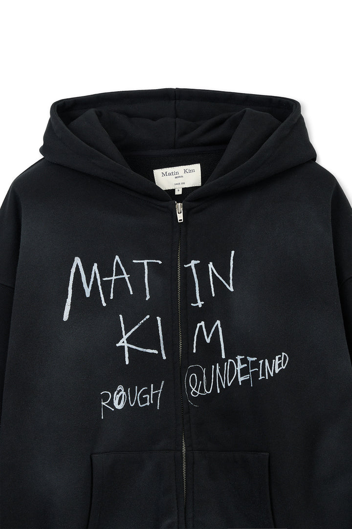 Matin Kim Vintage Washed Graffiti Zip Hoody — Black