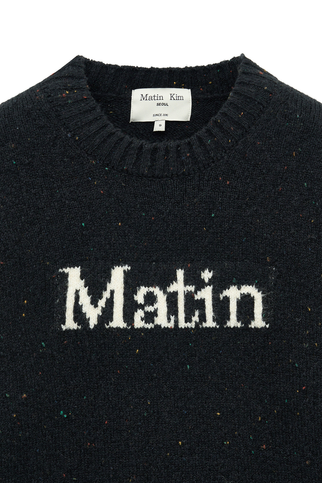 Matin Kim Mixed Yarn Knit Pullover — Dark Navy