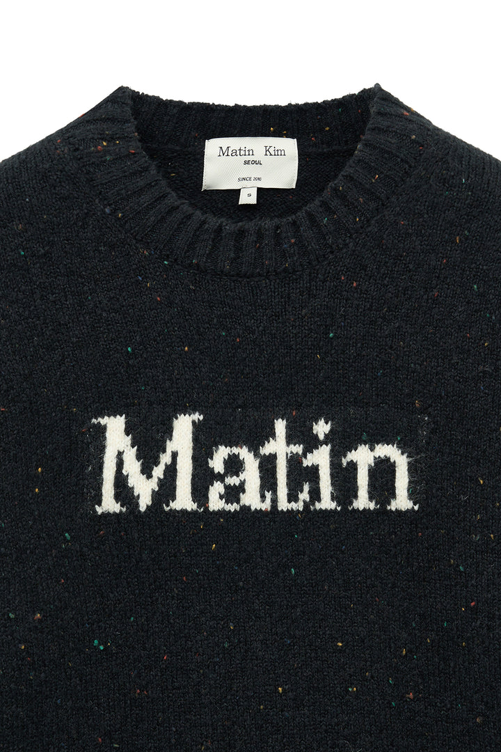 Matin Kim Mixed Yarn Knit Pullover — Dark Navy