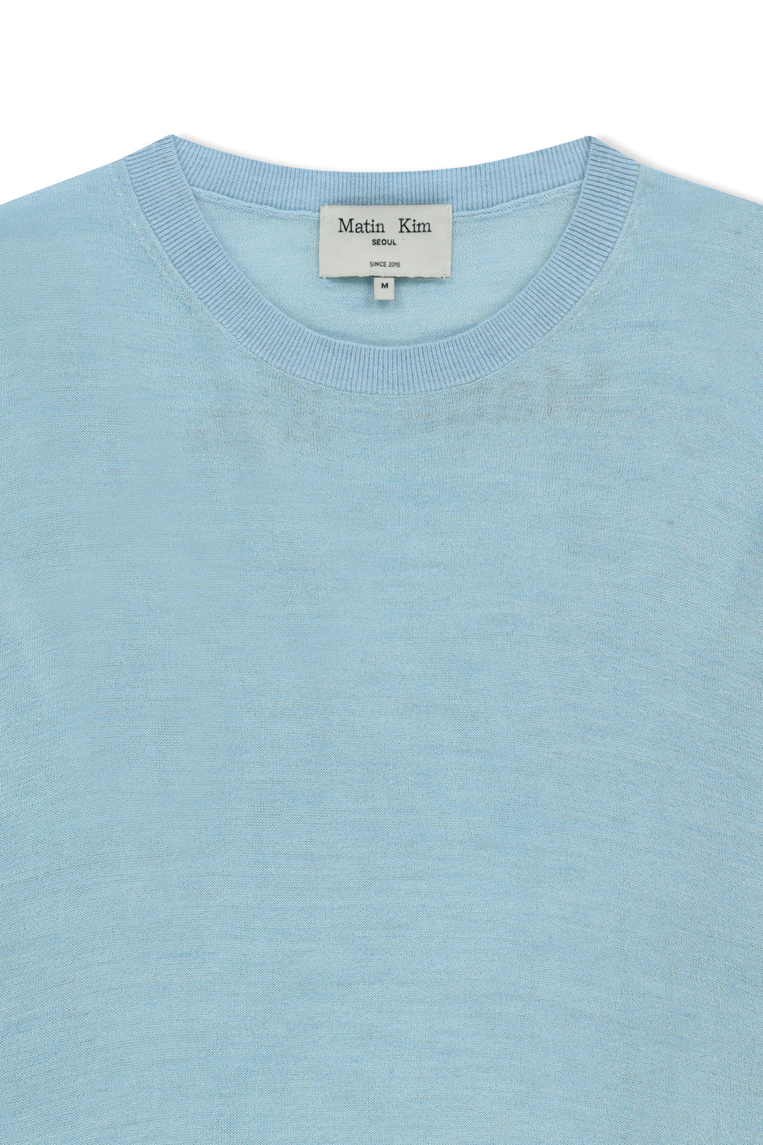 Matin Kim Sleeve Print Knit Pullover — Light Blue