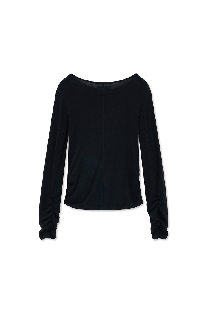 Matin Kim Henley Neck Shirring Top — Black