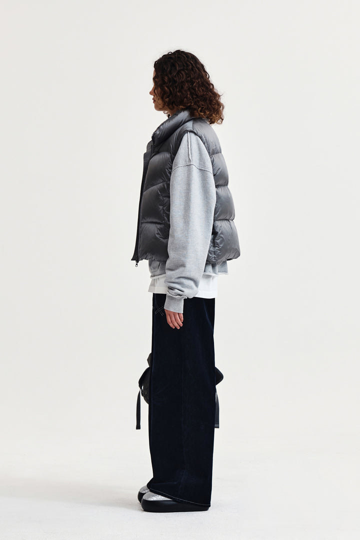 Matin Kim Unbalance Quilted Down Vest — Gray