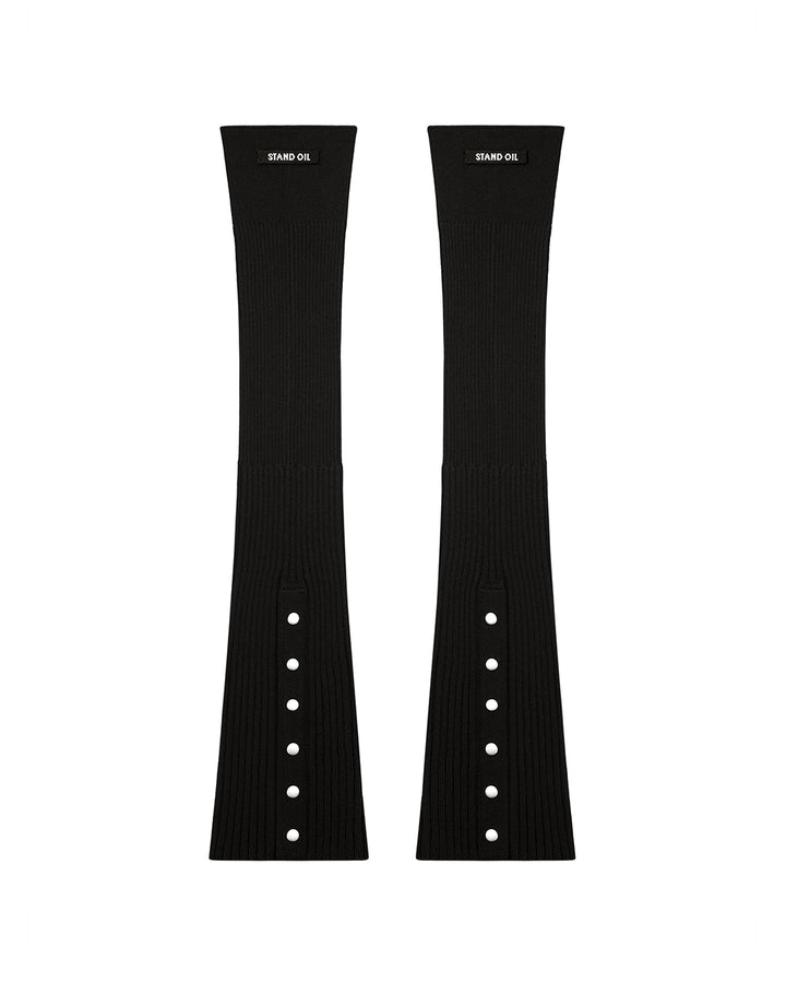 Stand Oil Snap Knit Leg Warmer — Black