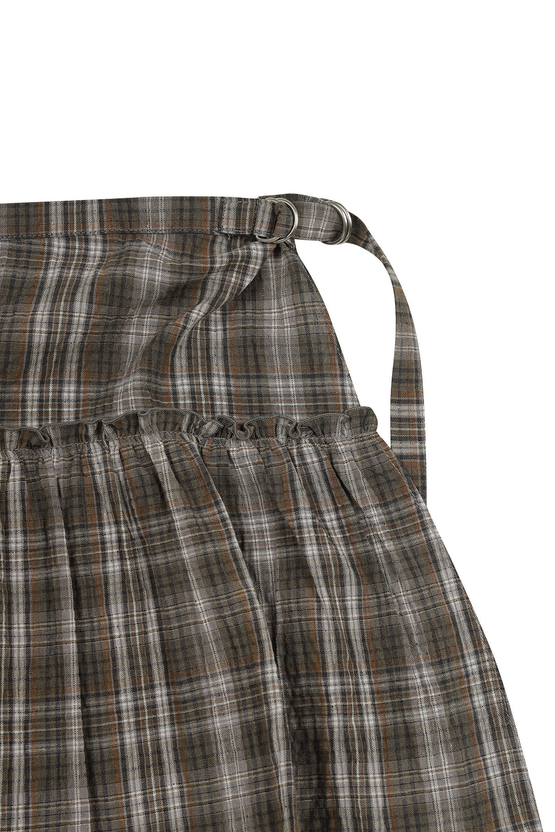 Matin Kim Check Layered Skirt — Gray
