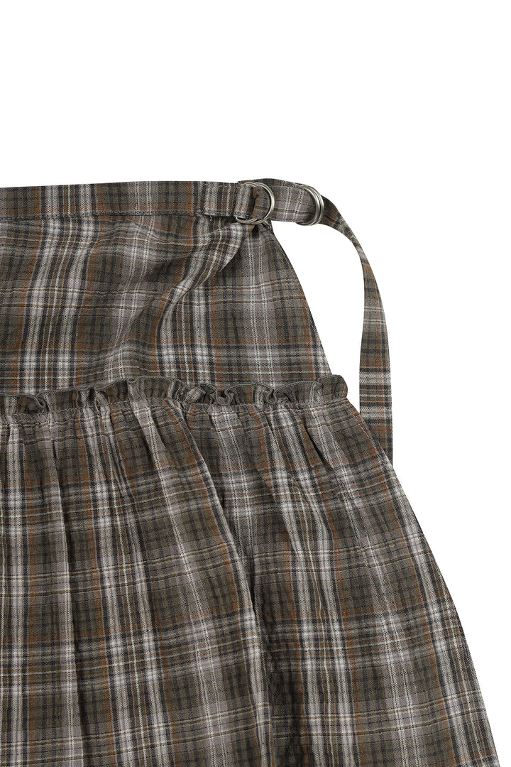 Matin Kim Check Layered Skirt — Gray