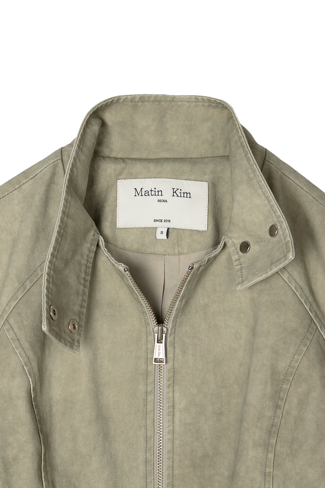 Matin Kim Washed Slim Biker Jumper Light — Khaki