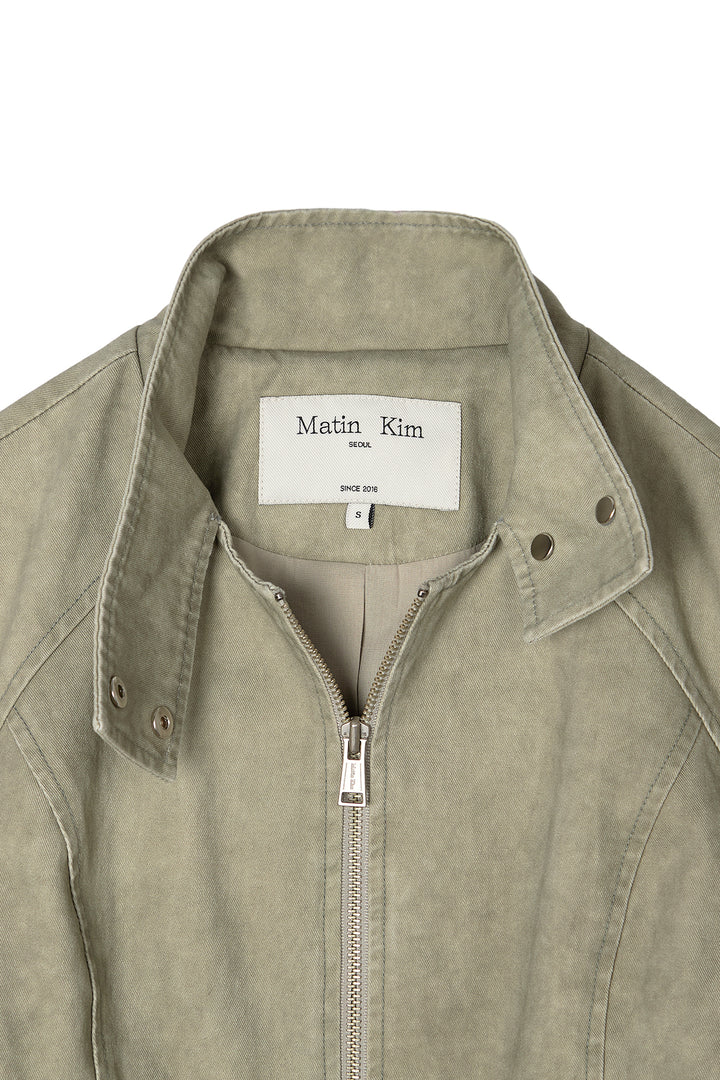 Matin Kim Washed Slim Biker Jumper Light — Khaki