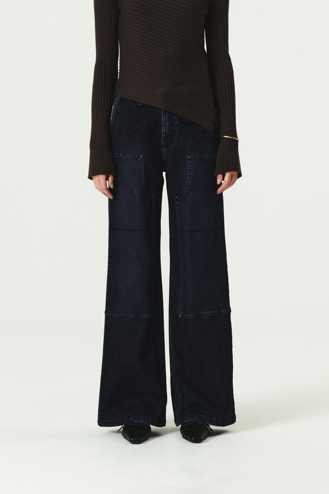 KIMMATIN Carpenter Velvet Denim Pants — Navy blue