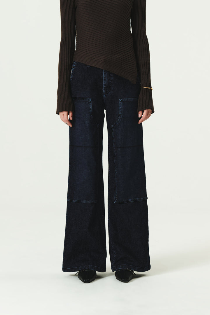 KIMMATIN Carpenter Velvet Denim Pants — Navy blue