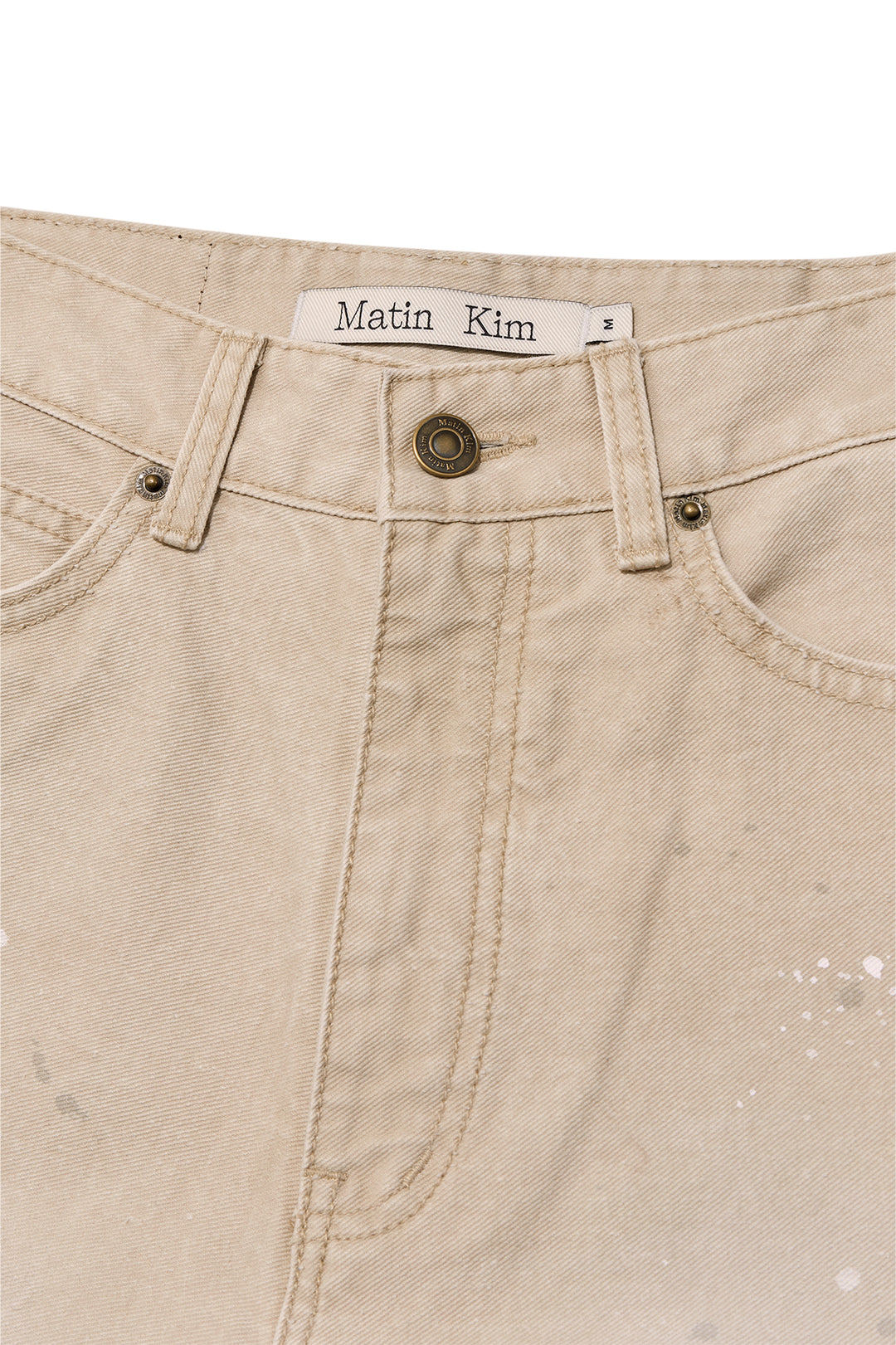 Matin Kim Unbalance Cut Point Vintage Cotton Pants — Beige